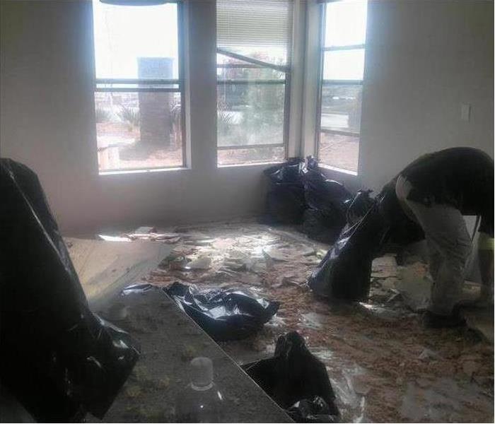 debris from flood in apartment above